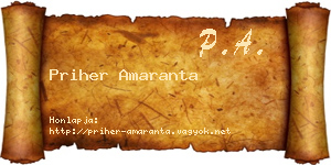 Priher Amaranta névjegykártya
